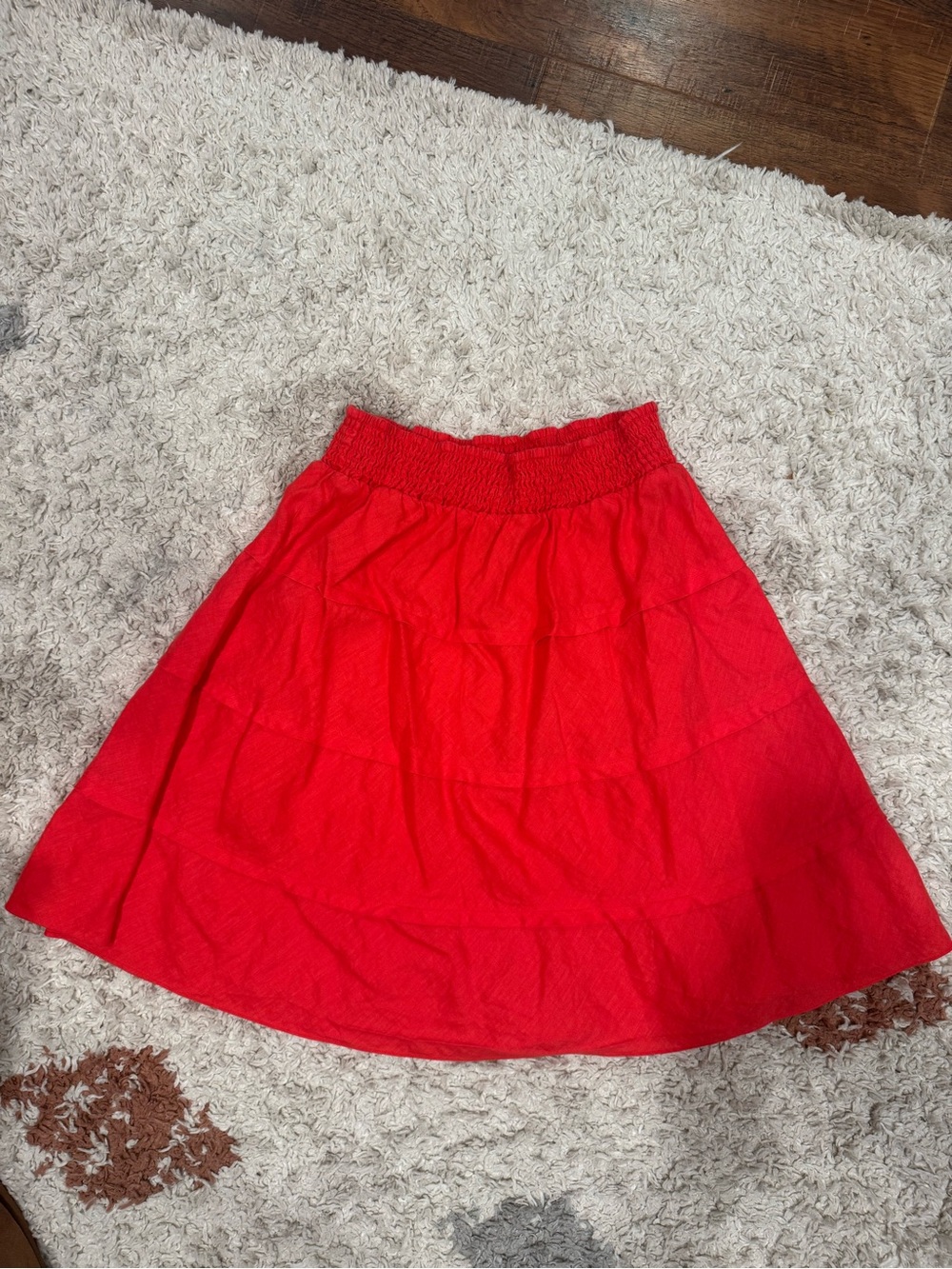 Soft Surroundings Red Tiered Smocked-Waist Skater Skirt